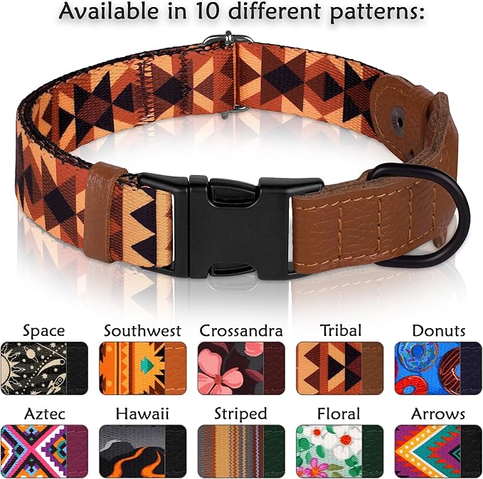 AirTag Dog Collar with Metal Buckle - Printed Nylon Soft Leather Dog Collar with Apple AirTag Holder - Secure Tracking GPS Pet Collars for Girl Boy Small Large Dogs (S, 12"-15" Neck Fit, Tribal)