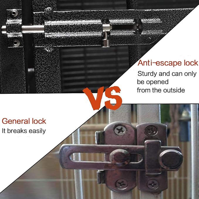 LEMBERI 42 inch Heavy Duty Indestructible Dog Crate, Escape Proof Dog Cage Kennel with Lockable Wheels,High Anxiety Double Door Dog Crate,Extra Large Crate Indoor for Large Dog with Removable Tray