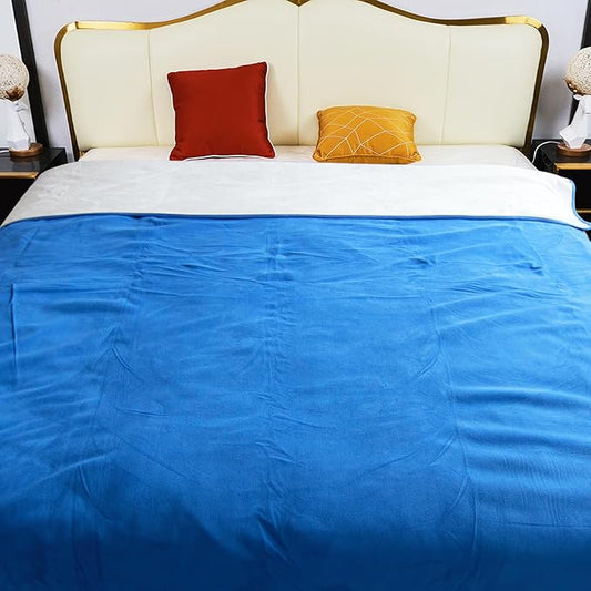 Waterproof Blanket for Bed, 80"x90" Leak-Proof Design, Reversible & Washable King Size Waterproof Blanket, Large Water Resistant Blankets, Reusable (Blue/Warm White)
