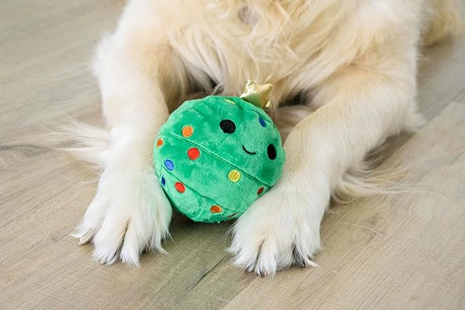 Flourish Pets 2 in 1 Christmas Multi-Layer Chew Toy for Active Dogs | Non-Toxic BPA Free Double Stitched Soft Fabric and Long-Lasting Dog Plush Toys (Christmas Tree 3.5")