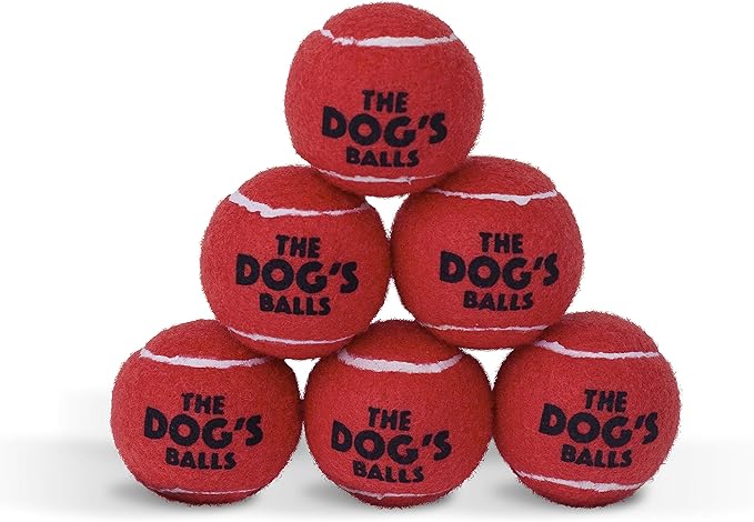 The Dog's Balls 6-Pack Red Dog Toy, Non-Toxic Pet Tennis Balls for Training, Play, Exercise & Fetch, Robust Retrieval Toys for All Breed Sizes