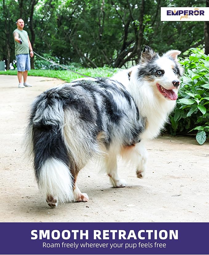 Emperor Pets 26 ft Retractable Dog Leash Large Dogs - Up to 110lbs, Heavy Duty Leash Retractable 26 ft, Dog Leashes for Large Breed Dogs -BL26