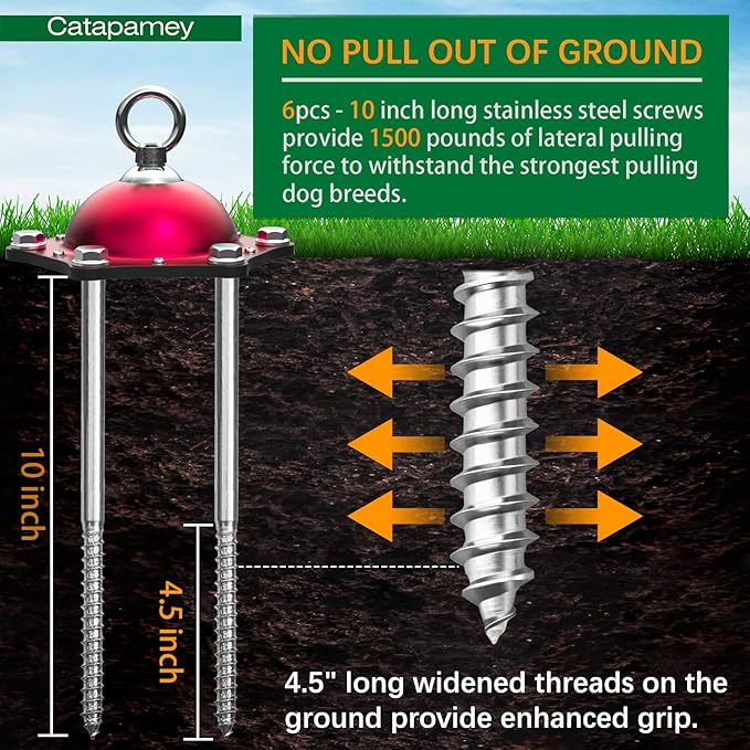 Dog Tie Out Cable and Stake for Yard,(up to 200lbs) 15ft Heavy Duty Cable,360° Swivel Dog Run Anchors- No Tangle,Ideal for Outdoor Camping