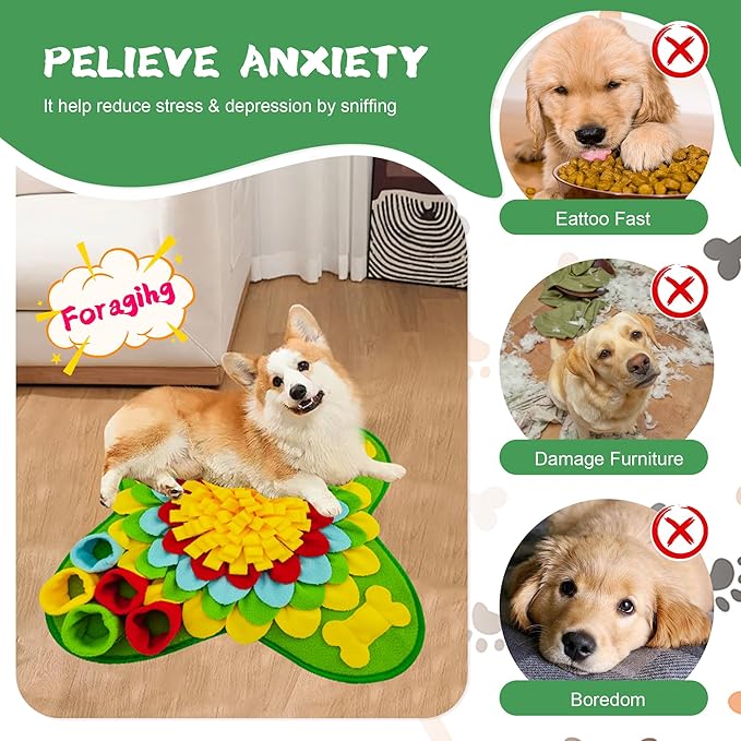 Snuffle Mat for Dogs Pet Treats Feeding for Small Medium Breed Dogs Non-Slip Interactive Dog Puzzle Toys Encourages Natural Foraging Skills