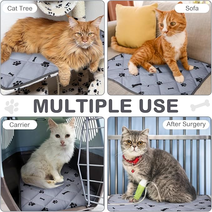 Namalu 4 Pack Self Warming Cat Bed Self Heating Cat Mat 18 x 24 Inch Self Warming Dog Cat Bed Pad Heat Reflective Soft Dog Crate Pad Anti Slip Thermal Pet Mat Washable for Outdoor Indoor Pets