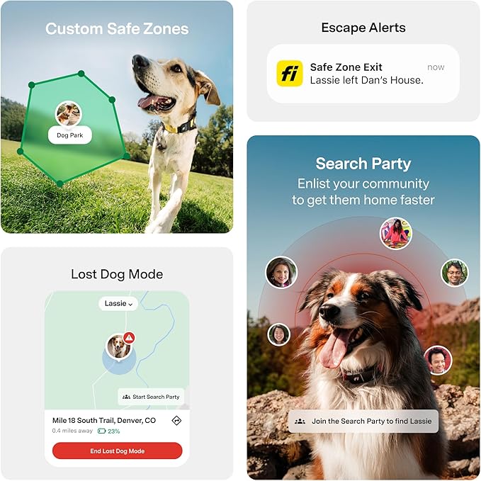 New Fi Series 3+ Smart Dog Tracker Collar [6 Month Membership Included] GPS Tracker for Dogs with Health & Behavior Monitoring, Escape Alerts, Waterproof, LED, Apple Watch Compatible (Pink, X-Large)