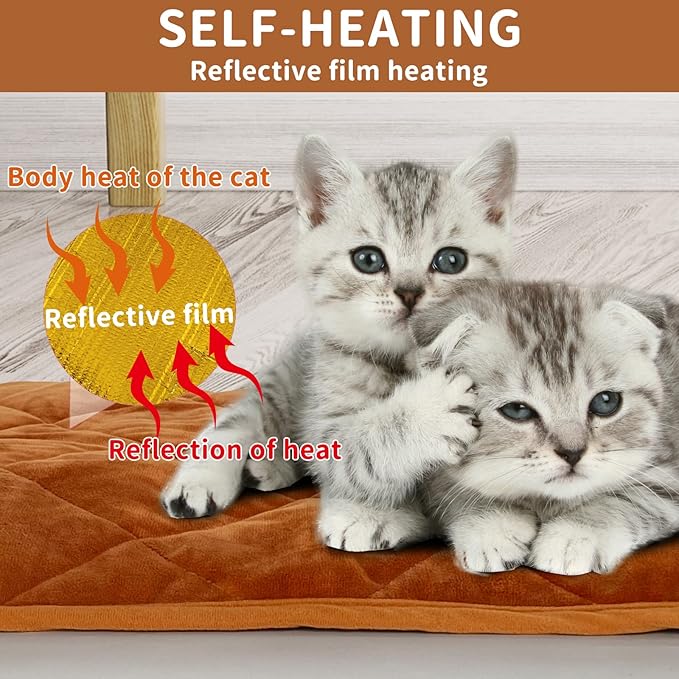 NAMOTEK Self-Warming Cat Bed Indoor/Outdoor Super Soft Self Heating Pet Mat Washable Thermal Pad for Cat & Dog 29x19.6 inch