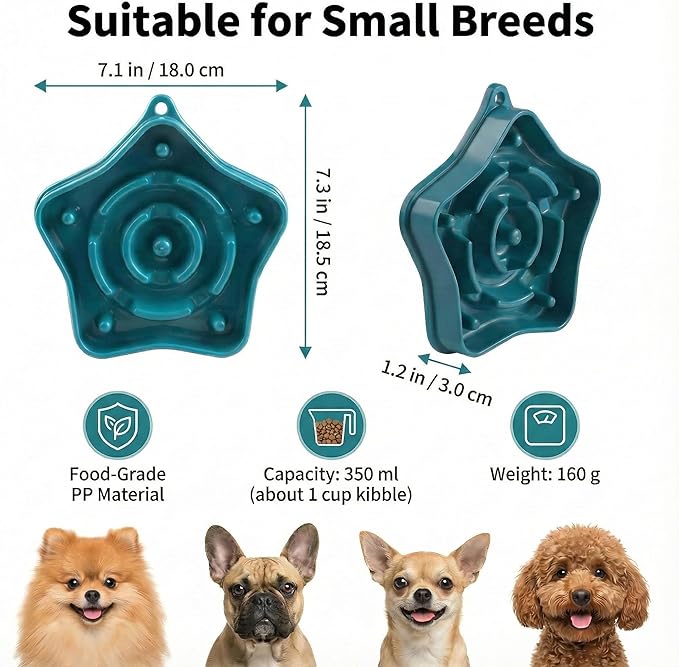 Pet Slow Feeder Bowl for Small Dogs, Puzzle Feeder for Petite Dogs, Anti-Choking, Slow Eating, 350ML Capacity, BPA-Free, Small Size