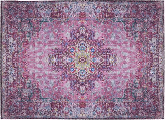 Lovewag Cat Litter Mat 2 Pack - Large 36x48 Machine Washable Easy Clean Non-Slip Waterproof Trapping Mats for Cats - Mystic Fuchsia