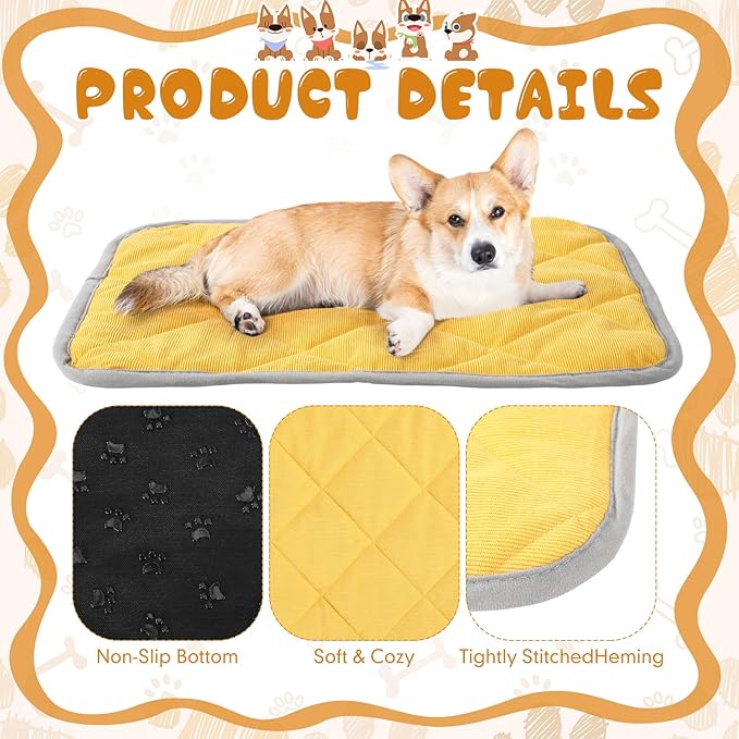 Novabright 4 Pack Self Warming Cat Bed Cat Dog Heating Pad Soft Warm Thermal Mat with Anti-Slip Bottom Dog Crate Pad for Outdoor Indoor Small Dogs Kittens(Turmeric Color,19.6 x 27.5 Inches)