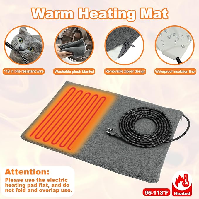 YUEPET Heated Outdoor Cat House for Winter, Elevated Weatherproof Cat House with Thermostatic Heating Pad for Outside, Warm Feral Cat Shelters for Outdoor Several Cats Stray Cats