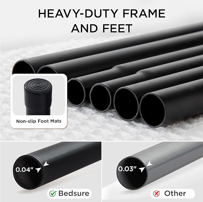 Bedsure Outdoor Elevated Dog Bed Medium Size Dog, Portable Indoor & Outdoor Cooling Raised Cot Pet Hammock Bed with Skid-Resistant Feet, Frame with Breathable Mesh, Black, 43 inches