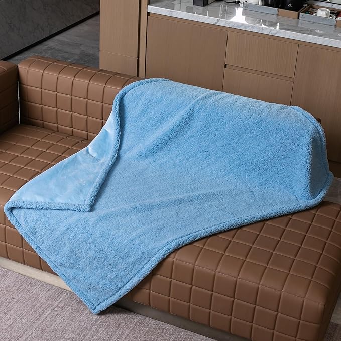 Waterproof Dog Blanket for Pets Reversible Jacquard Pet Throw Blankets for Bed Cover Blue Puppy Blankets Leakproof Sofa Couch Washable Cover Cat Pet Blanket for Warm-Lake Blue,M-57x40in