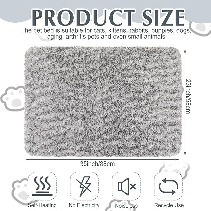 4 Pack Self Warming Cat Pads Self Heating Cat Mat Washable Homeless Dogs Thermal Pads Kennel Pad Reflects Body Heat Warm Crate Bed Mat for Indoor Outdoor Pet(Gray,22 x 35 Inch)