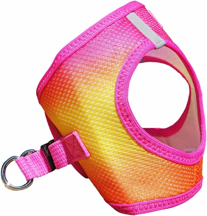 Doggie Design Dog Harness - No Choke Harness for Pets, Dog Vest, Mesh Polyester, Simple Step in and Go Design, Reflective Vest for Dogs - Raspberry Pink and Orange, X-Large