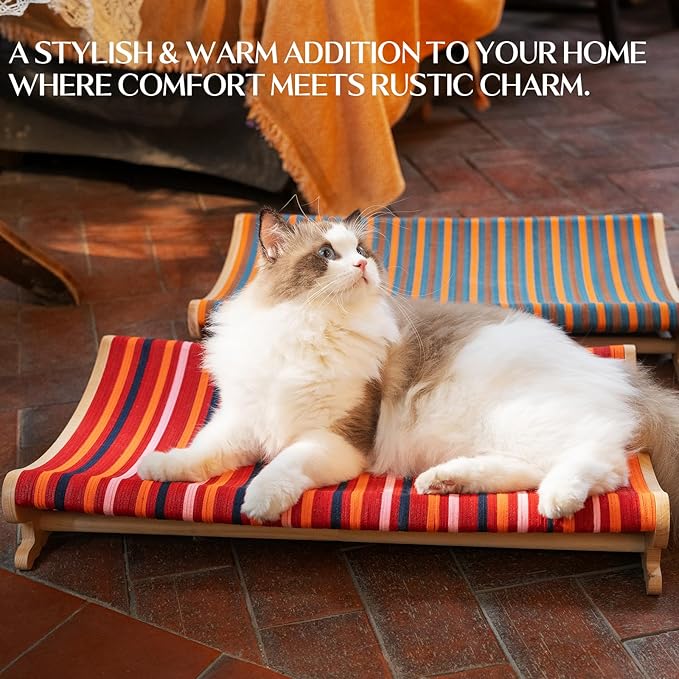 DIY Felt Cat Scratcher Bed, Durable Scratching Pad for Indoor Cats, Sturdy Solid Beech Wooden Cats Scratcher, Lounger & Sleep & Scratch (Extra-Larger), Red