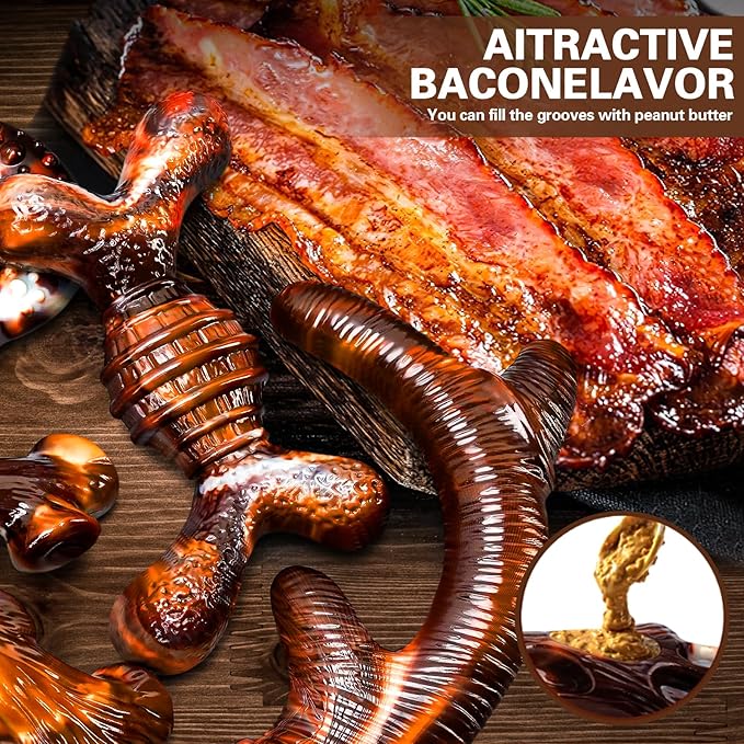 4-Pack Dog Chew Toys for Aggressive Chewers, Long Lasting Heavy Duty Chewing, Boredom and Stimulation for Medium Breeds, Tough Almost Indestructible Dog Bones Teeth Cleaning Toy