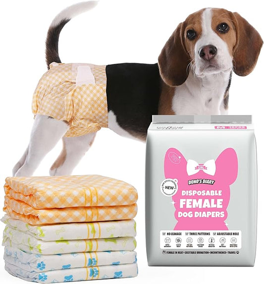 Dono Disposable Dog Diapers Female with Wetness Indicator, Disposable Doggie Diapers for Female Dogs in Heat, Super Absorbent Puppy and Kitten Doggie Diapers Female for Small Medium Large Dogs