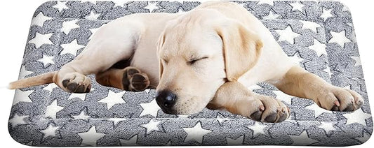 Washable Dog Bed Plush Orthopedic Outdoor Crate Mat with Non-Slip Bottom,Luxe Soft Kennel Pad for Pets, Cozy Cage Cushion & Pet Sleeping Mattress Large Sized,Medium,Small Dogs,30 x 20 inch,Gray