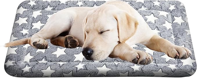 4 Pcs Washable Dog Bed Plush Orthopedic Outdoor Crate Mat with Non-Slip Bottom,Luxe Kennel Pad for Pets,Cozy Cage Cushion&Pet Sleeping Mattress Large Sized,Medium,Small Dogs,35 x 23 inch,Color Blend