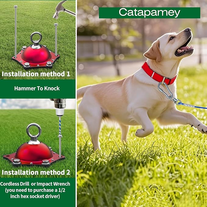 Dog Tie Out Cable and Stake for Yard,(up to 200lbs) 15ft Heavy Duty Cable,360° Swivel Dog Run Anchors- No Tangle,Ideal for Outdoor Camping