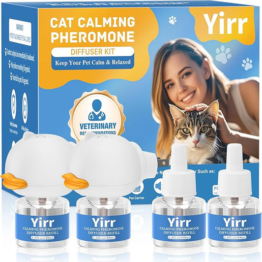 Cat Calming Diffuser, 6 in 1 Kitten Pheromones Calming Diffuser, Multicat Calming Diffuser, Relaxing Pheromone for Cat Relief Stress Anxiety Fighting Scratching, 2 Diffuser 4 Refill(48ml)