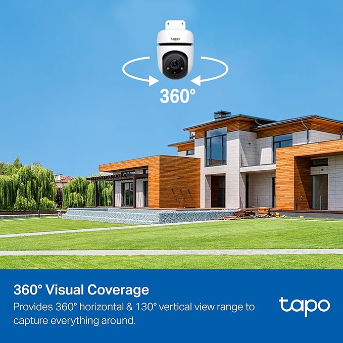 Tapo 1080P Outdoor Wired Pan/Tilt Security Wi-Fi Camera, 360° View, Motion Tracking, Works with Alexa & Google Home, Night Vision, Free AI Detection, Cloud & SD Card Storage(up to 512GB), Tapo C500…