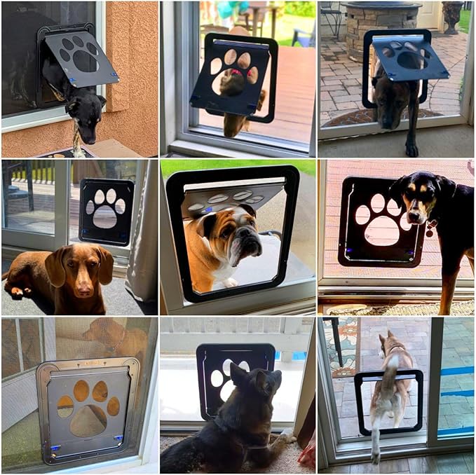 NAMSAN Dog Screen Door, Flap Opening 12 x 14 inches, Dog Door for Screen Door, Magnetic Self-Closing Large Pet Door for Sliding Door, Screen Door with Doggie Door Built in, Lockable, Black