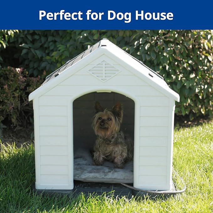 Outdoor Heated Cat Bed, Soft Pet Heating Pad with Steel-Wrapped Cord, Outside Pet Warmer for Feral Cats and Dogs, 19.7" x 15.7", 40 Watts