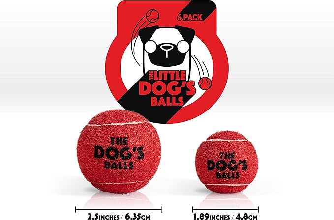 The Dog's Balls 6-Pack Red Dog Toy, Non-Toxic Pet Tennis Balls for Training, Play, Exercise & Fetch, Robust Retrieval Toys for All Breed Sizes