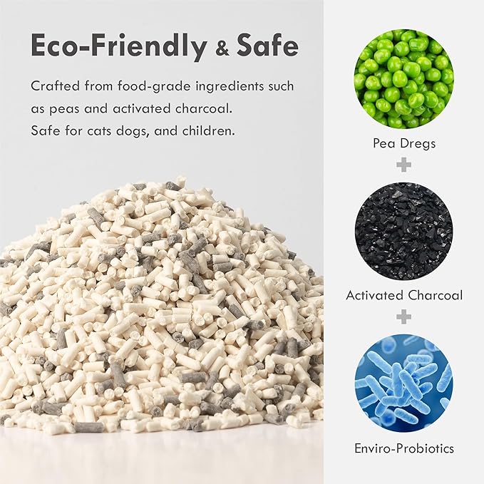 Lady N Granular Tofu Cat Litter Mini-Pellet Compatible with Automatic Self Cleaning Cat Litter Box, Strong Clumping Ultra Absorbent, Low Tracking, Odor Control Activated Charcoal 18lb