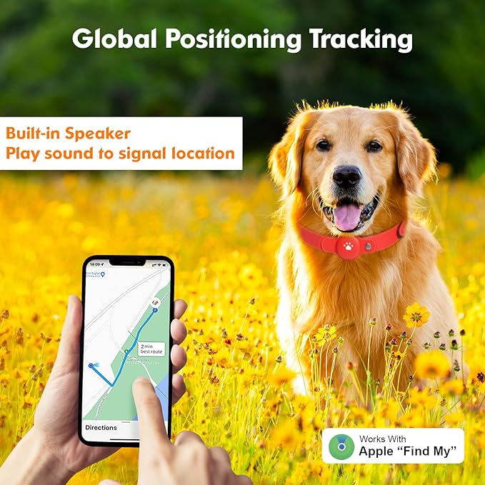 2-in-1 GPS Tracker for Dogs: Smart Collar with Real-Time Location, No Monthly Fee, Unlimited Range (iOS Only) GPS Tracker Dog Collar- Ideal for Small, Medium Large Dogs(Tracker Included)