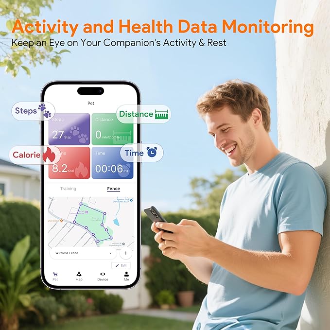 Meowant GPS Wireless Dog Fence &Training Collar with Remote, Free App, 79ft to 7000ft Electric Fence, Waterproof LCD Collar, 3 Training Modes, for Dogs Over 10Lbs, Outdoors