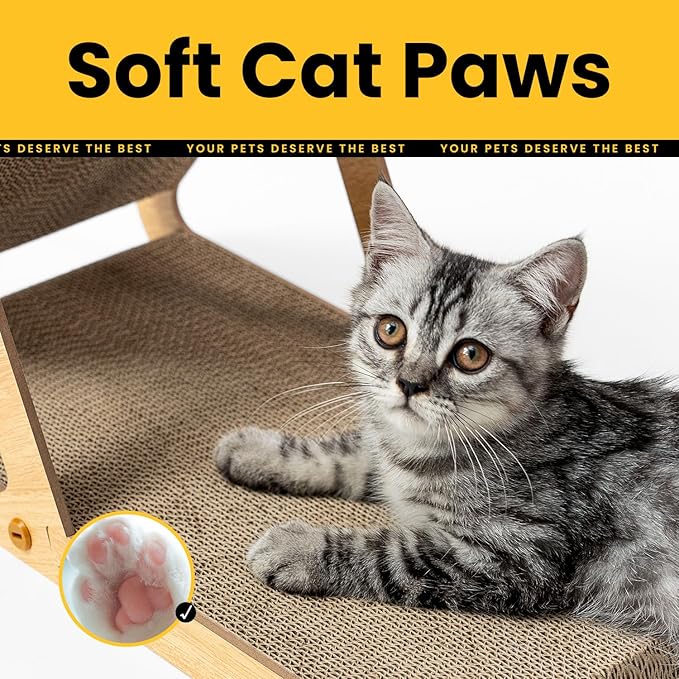 A-Frame Cat Scratching Board, Recycled Cardboard & Wood Frame, Dual-Sided Vertical Horizontal Cat Scratcher for Indoor Kittens, Xmas, Multiple Kitten Scratch Pads, Small