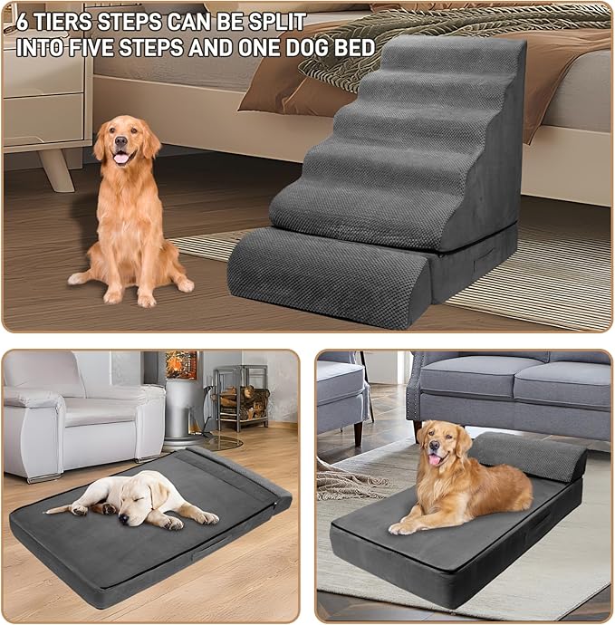 Dog Stairs & Steps for High Beds 30-36 Inches Tall for Small Dogs, LitaiL Pet Stairs/Steps for Beds 30 Inches High, Non-Slip Dog Ramps for Older Cats