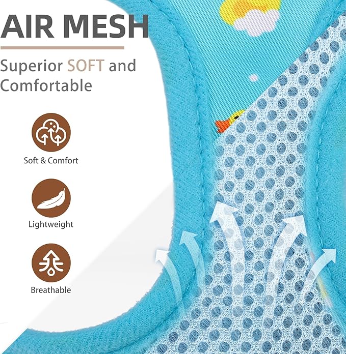 PUPTECK Dog Harness and Leash Set for Small Medium Dogs No Pull Step-in Soft Mesh Puppy Cat Vest Harnesses Reflective at Night, Blue Duck, M