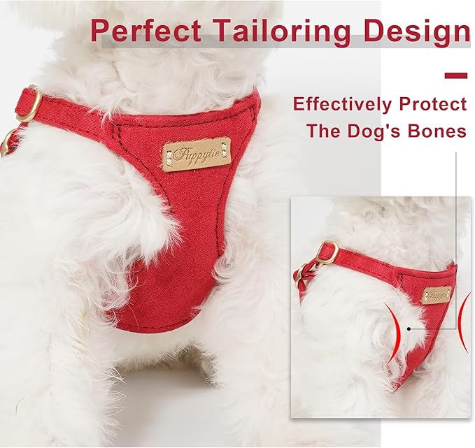 Puppytie No Pull Dog Harness with Multifunction Dog Leash,Soft Adjustable No Choke Escape Proof Pet Harness Vest for Medium Dogs or Large Dogs,red-Camellia,M