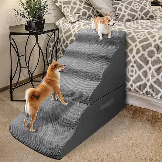 Dog Stairs&Steps for High Bed 30 Inches Tall Up to 30-36 Inch, Pet Dog Ramp Ladder for Small Dogs, Doggie, Old Cats, Kitty, Chihuahua Grey, No Assembled Required