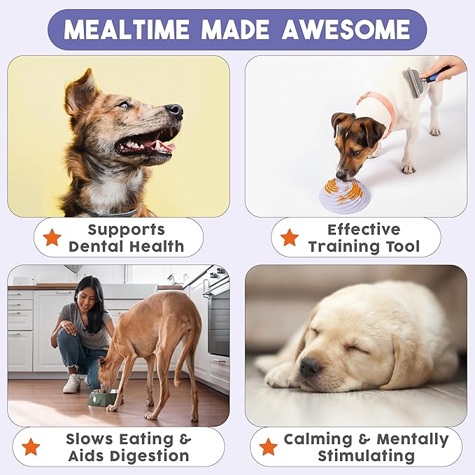 Awoo Wobbowl - Silicone Dog Lick Mat and Slow Feeder Bowl - Dishwasher Safe Pet Dish - Extends Mealtime for Fast Eaters & Reduces Anxiety - for Wet & Dry Food (Periwinkle)