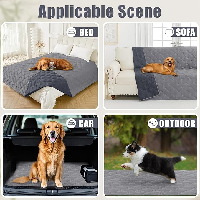 Smiry Waterproof Dog Bed Cover Blanket 68x82, Soft Reversible Pet Blanket, Washable Leakproof Cats Dogs Couch Cover for Sofa, Couch, Furniture, Lattice, Grey/Dark Grey