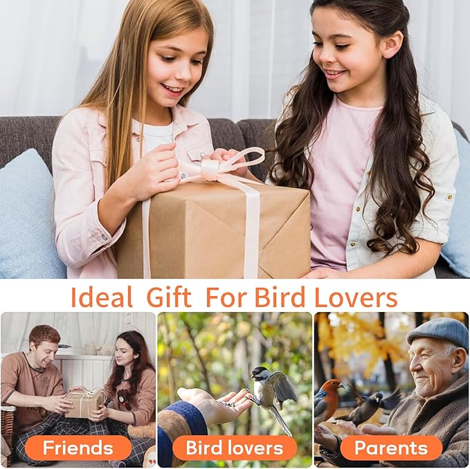 Smart Bird Feeder with Camera,Solar Powered Outdoor WiFi Birds House Camera with Built in AI Identification,Auto Cloud Recording,FHD Video, for Bird Watching,Parents,Orange
