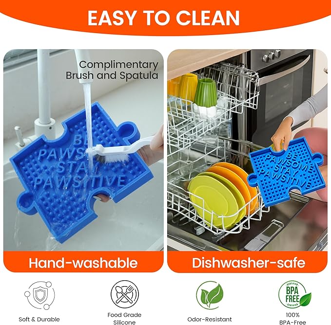 HowGo Puzzle Slow Feeder Lick Mat for Dogs, 38+ Suction Cups | Non-Slip Heavy Duty Maze Enrichment Bowl BPA-Free Silicone | Reduce Boredom Anxiety Free Combination (1PC, Blue)