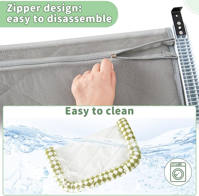 Sunhoo Cat Window Perch Hammock Sturdy Windowsill Bed Seat for Large Cats No Drilling No Suction Adjustable Kitty Shelf with Washable Cover Easy Assembly Holds up to 40 lbs 24.8 * 15 in (Green, L)