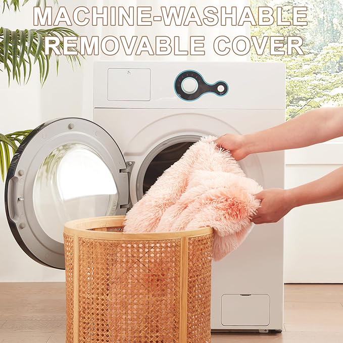 36 inches Donut Dog Bed for Large Dogs - Calming Fluffy Round Pet Bed with Removable & Washable Cover,Fits up to 80 lbs Pets (Tie-dye Pink,Large)