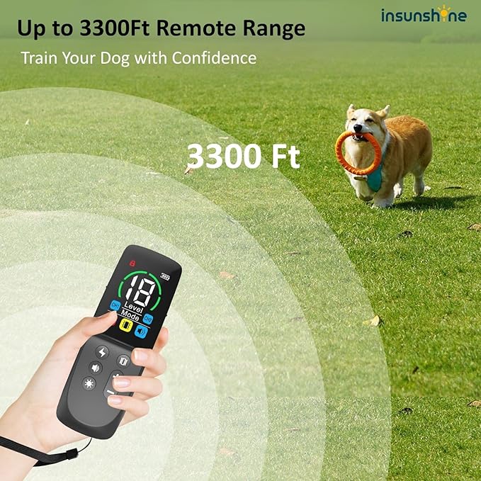 Dog Shock Collar - 3300Ft Dog Training Collar with Remote by IP67 Waterproof for 8-120LBS Small Medium Large Dogs, Rechargeable E-Collar with 3 Modes