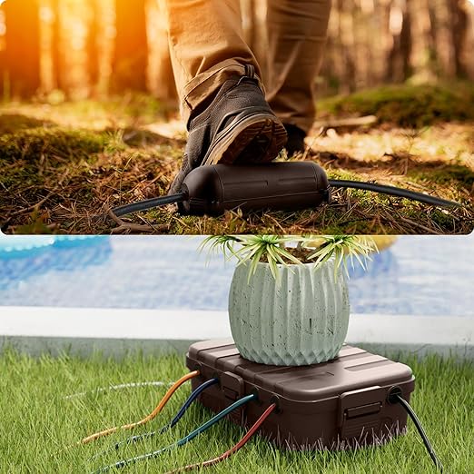 RESTMO 5-Piece Outdoor Waterproof Electrical Box Set – 12.5" x 8.5" x 5" Large & 7.1" x 2.3" x 2.3" Small, Weatherproof Boxes for Power Strip, Outlet, Plug, Socket, Timer, Holiday Light, Brown