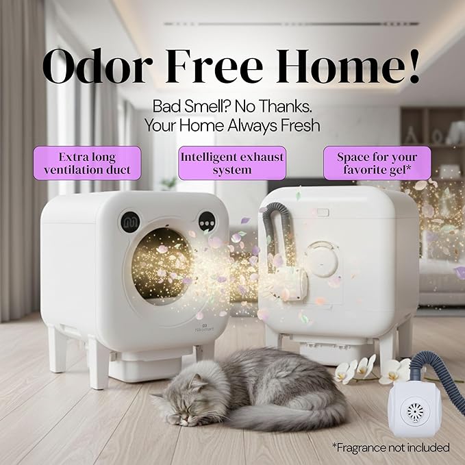 Automatic Litter Box 75L Extra Large Capacity for Multiple Cats - Self-Cleaning Litter Box with Camera, Intelligent Exhaust System, Safety Sensors and App Control for Your Smart Home