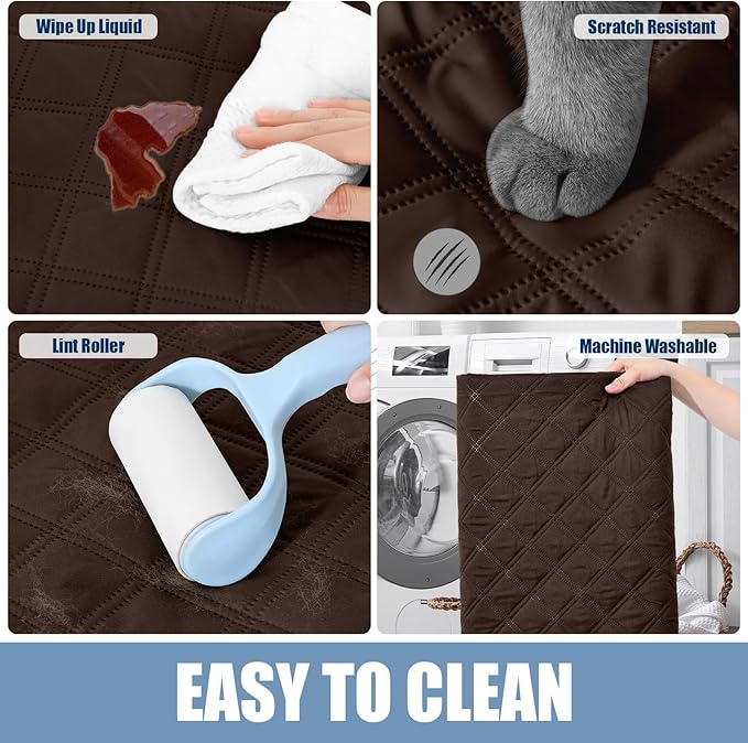 Smiry Waterproof Dog Bed Cover Pet Blanket, Soft Washable Dog Blanket for Furniture Bed Couch Sofa Reversible, Checkered (52"x82", Chocolate/Chocolate)