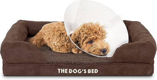 The Dog’s Bed Orthopedic Dog Bed Medium Brown Plush, Premium Memory Foam, Pain Relief: Arthritis, Hip & Elbow Dysplasia, Post Surgery, Lameness, Waterproof Washable Cover, Veterinary Approved