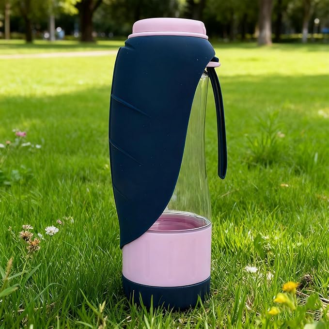 Diydeg Dog Water Bottle, Leak Proof Portable Puppy Water Dispenser with Food Container, Pet Dispenser Drinking Feeder for Pets Outdoor Walking, Hiking, Travel